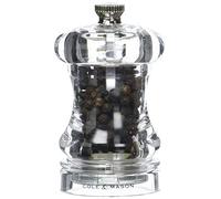 Cole & Mason Capstan Molinillo de Pimienta Pequeño, Precisión+, 8,5 cm | Molinillo Pimienta Manual, Molino Cerámica Adjustable, Molinillo Especias, Transparente, Garantía Vitalicia del Mecanismo
