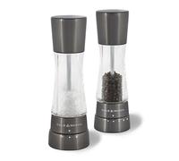 Cole & Mason Derwent Gunmetal Molinillos de Sal y Pimienta, Molinillo Especias, Juego de Molinillos con Grosor Ajustable, Acero Inoxidable/Acrílico, 190mm, H59428G
