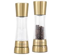 Cole & Mason Derwent Oro Molinillos de Sal y Pimienta, Molinillo Especias, Juego de Molinillos con Grosor Ajustable, Acero Inoxidable/Acrílico, 190mm, H332017