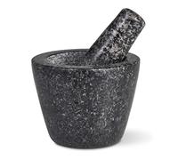 Cole & Mason Dorchester Mortero Piedra para Cocina con Mano 10 cm, Granito Natural, Mortero y Mano para Moler Especias y Hierbas, Fácil de Limpiar, Negro, 2 Años de Garantía