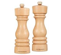 Cole & Mason H233008 London Haya Natural Molinillos de Sal y Pimienta, Precision+/Molienda Ajustable, Madera de Haya, 180mm, Caja de Regalo, Incluye 2 x Molinos, Garanzia del Meccanismo a Vita