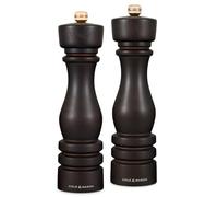Cole & Mason H233020 London Madera de Chocolate Molinillos de Sal y Pimienta, Precision+/Molienda Ajustable, Madera de Haya, 220mm, Caja de Regalo, Incluye 2 x Molinos, Garanzia del Meccanismo a Vita