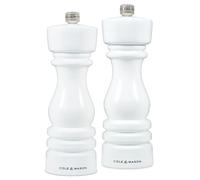 Cole & Mason H233095 London Blanco Brillo Molinillos de Sal y Pimienta, Precision+/Molienda Ajustable, Madera de Haya, 180mm, Caja de Regalo, Incluye 2 x Molinos, Garanzia del Meccanismo a Vita