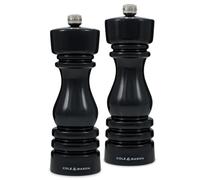 Cole & Mason H233098 London Negro Brillo Molinillos de Sal y Pimienta, Precision+/Molienda Ajustable, Madera de Haya, 180mm, Caja de Regalo, Incluye 2 x Molinos, Garanzia del Meccanismo a Vita