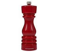 Cole & Mason H233099 London Rojo Brillo Molinillo de Sal, Precision+/Molienda Ajustable, Madera de Haya, 180mm, Incluye 1 x Molino, Garanzia del Meccanismo a Vita