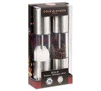Cole & Mason H56390P Oslo Molinillos de Sal y Pimienta, Precision+/Molienda Ajustable, Acero Inoxidable/Acrílico, 185mm, Incluye 2 x Molinos
