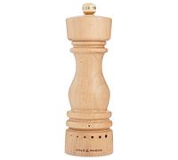 Cole & Mason London Molinillo de Pimienta, Mecanismo de Precisión+, 6 Grados de Molienda Ajustable, Madera de Haya Natural, Molinillo de Especias Recargable, Manual, 18 cm