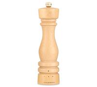 Cole & Mason London Molinillo de Sal, Mecanismo de Cerámica, 3 Grados de Molienda Ajustable, Madera de Haya Natural, Molinillo de Especias Recargable, Manual, 22 cm