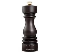 Cole & Mason London Molinillo de Sal, Mecanismo de Cerámica, 3 Grados de Molienda Ajustable, Madera de Haya Chocolate, Molinillo de Especias Recargable, Manual, 18 cm
