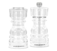 Cole & Mason London Set de 2 Salero y Molinillo de Pimienta, Acrílico 13 cm | Salero de Mesa y Molinillo Pimienta Manual, Molino Adjustable Precisión+, Salero y Pimentero, Molinillo Especias