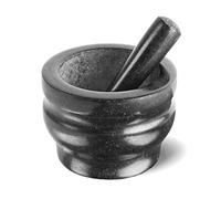 Cole & Mason Worcester Mortero Piedra para Cocina con Mano 18 cm, Granito Natural, Mortero y Mano para Moler Especias y Hierbas, Fácil de Limpiar, Granito Negro Pulido, 2 Años de Garantía