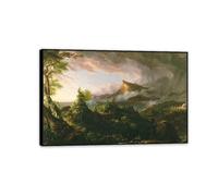 Cole Thomas El curso del Imperio El Estado Savage 1836 Póster Pintura de paisaje Impresión en lienzo para la sala de estar de dormitorio Decoración de pared fría 75x50cm(30x20in)Enmarcado negro