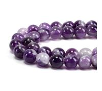 Colecci n Cherry Tree | 100 cuentas redondas de amatista de 8 mm para bisuter a | Incluye caja de almacenamiento, hilo el stico y agujas