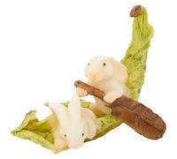 Colecci n superior: Estatua en miniatura para jard n de hadas y terrario: Conejos remando en un bote de hojas