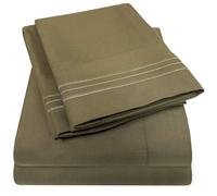 COLECCIN SUPREMA 1500 SEQUESTORES COMPLETAS DE OLIVA - Sbanas de cama de hotel de lujo y una funda de almohada para colchn completo - Corres de es
