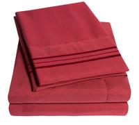 COLECCIN SUPREMA DE 1500 SET SCOLE SCE SHOED BURGUNDY - Sbanas de cama y una funda de almohada para colchn gemelo - Corres de esquina elstica ext
