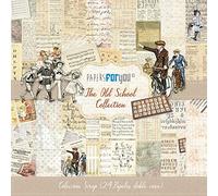 Colección 24 Papeles Scrap Mini doble cara 180gr 6"x 6" (The Old School)