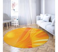 Colección Alfombra de área redonda Yellow Ream Diseño moderno desgastado de rayo de sol Tapete que no se desprende para áreas alto tráfico en la sala estar Dormitorio Comedor Pasillo Oficina 200cm