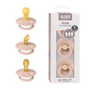 Colección BIBS Colour Try-It: 3 chupetes para las necesidades únicas de tu bebé, Tetina redonda, simétrica y anatómica. Látex natural, 0+ meses (Paquete de 3), Blush