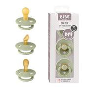 Colección BIBS Colour Try-It: 3 chupetes para las necesidades únicas de tu bebé, Tetina redonda, simétrica y anatómica. Látex natural, 0+ meses (Paquete de 3), Sage