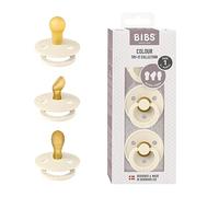 Colección BIBS Colour Try-It: 3 chupetes para las necesidades únicas de tu bebé, Tetina redonda, simétrica y anatómica. Látex natural, 0+ meses (Paquete de 3), Ivory