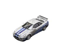 Colección Conmemorativa De Coches De Aleación De Carrocería Ancha Nissan GTR R35 LBWK A Escala 1:64 Exquisita Artesanía Decoración(Blue)
