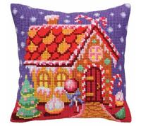 Colección D'Art Kit de cojín de punto de cruz de pan de jengibre, artículo: 5 391 Tamaño 40x40 cm.