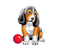 Colección D'Art Kit de Tapiz de Perro con Bola roja, 100% algodón, Multicolor, 20 x 25 x 0,1 cm