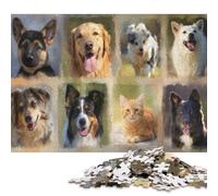 Colección de 1000 Retratos de Mascotas adorables, Rompecabezas creativos Cuadrados para Adultos y Rompecabezas de Madera, Juego Intelectual de 1000 Piezas (75 x 50 cm)