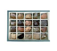 Colección de 20 Rocas Ígneas, Sedimentarias y Metamórficas Premium en Caja de Madera Natural - Rocas Reales educativas de Gran tamaño con Hoja de descripción. Kit Geología para niños