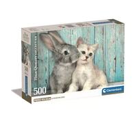 Clementoni Collection Cat & Bunny-Puzzle De 500 Piezas, Rompecabezas Adultos, Entretenimento, 35539, Multicolor