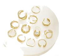 Colección de anillos abiertos irregulares y suaves en capas, 12 piezas construidas con aleación de zinc para un ajuste cómodo y versatilidad de capas