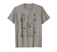 Colección de Arte de Bosquejo felino de Razas de Gatos Vintage Camiseta