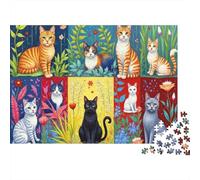 Colección de Arte de Gatos, Rompecabezas de 1000 Piezas, Collage de Varios Gatos, Juego Educativo para Adultos, Hermosa decoración, desafiante, Ideal para cumpleaños, 52x38cm