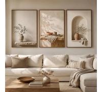 Colección de arte mural, láminas de cerámica y piedra, decoración japonesa de estilo bohemio para sala de estar y dormitorio (40x55cm - 3 piezas)