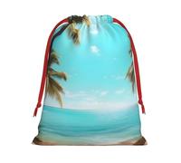 Colección de bolsas de regalo con cordón con estampado de palmeras y mar, bolsas de regalo de cumpleaños, Navidad, regalos de fiesta