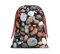Colección de bolsas de regalo con cordón con estampado de piedras de guijarro, bolsas de regalo de cumpleaños, Navidad, regalos de fiesta
