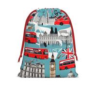 Colección de bolsas de regalo con cordón con estampado "I Like London", para cumpleaños, Navidad, vacaciones, regalos, recuerdos de fiesta