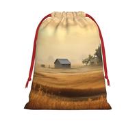 Colección de bolsas de regalo con estampado de estilo de vida campestre, bolsas de regalo con cordón para mujeres, Navidad, cumpleaños, reutilizables