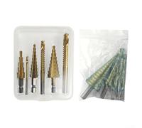 Colección de brocas escalonadas de precisión, 6 piezas para madera, aluminio, plástico, 4, 12, 4, 20, 4, 32 mm y 3, 6, 8 mm, para hacer agujeros limpios en varias superficies (B)