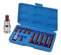 Colección de brocas hexagonales Torx Star de 12 puntos para técnicos automotrices con ajuste de unidad de 1/2 pulgada y cromo vanadio resistente (tipo M)