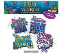Colección de calcomanías de The Little Mermaid "Part of Your World" - Juego de 4 calcomanías para colorear inspiradas en la Sirenita - Vinilo troquelado, sin burbujas. (3 x 3 pulgadas - Juego de 4)
