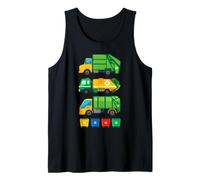 Colección de Camiones de Basura Reciclaje Vehículo Ilustración Arte Camiseta sin Mangas