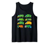 Colección de Camiones de Basura Reciclaje Vehículo Ilustración Arte Camiseta sin Mangas