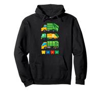 Colección de Camiones de Basura Reciclaje Vehículo Ilustración Arte Sudadera con Capucha