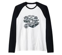 Colección de Coches clásicos Vintage Muscle Cars Camiseta Manga Raglan