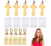 Colección de Colgantes de Cruz de Madera - Cruces Pequeñas Únicas para Pulseras, Ideales para Comuniones, Escapulario de la Virgen del Carmen