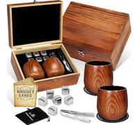Colección de copas hechas a mano con piedras irlandesas y mano de obra de madera para bebidas frías no diluyentes, juego de vidrio irlandés de madera artesanal con piedras de refrigeración para una