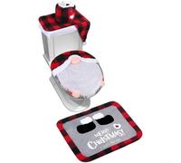 Colección de decoración de baño de Navidad con alfombra y toalla de Papá Noel para ambiente de temporada (El anciano sin rostro)