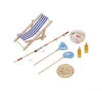 Colección de decoración de pesca de 8 artículos para constructores de casas de muñecas, fabricantes de modelos y panaderos que necesitan accesorios temáticos para contar historias visuales